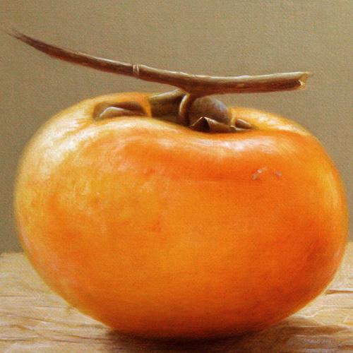 周伟巧 《静物之柿子》 布面油画 静物写实