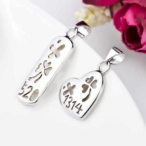 和谐球 s925纯银情侣爱心吊牌吊坠 吊牌四叶草520爱心吊坠1314纯银