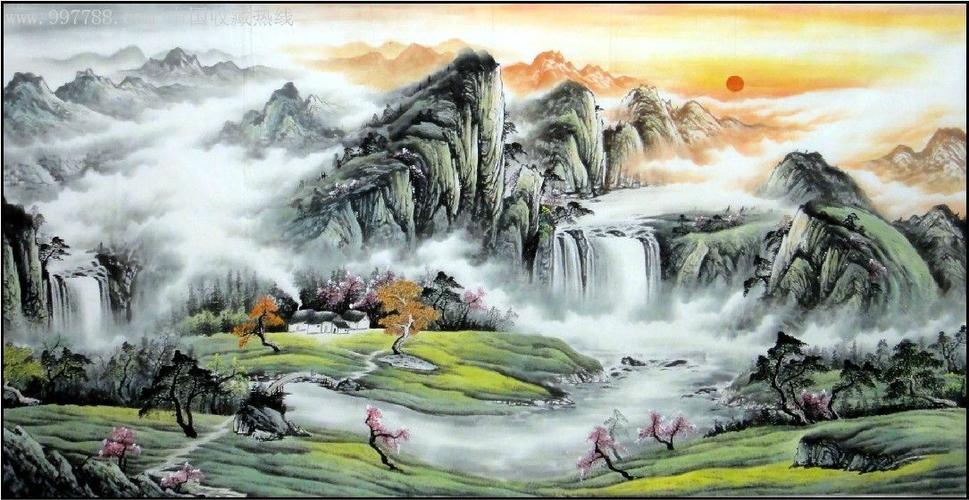 唐山精品八尺山水画风水聚宝盆(可题字)