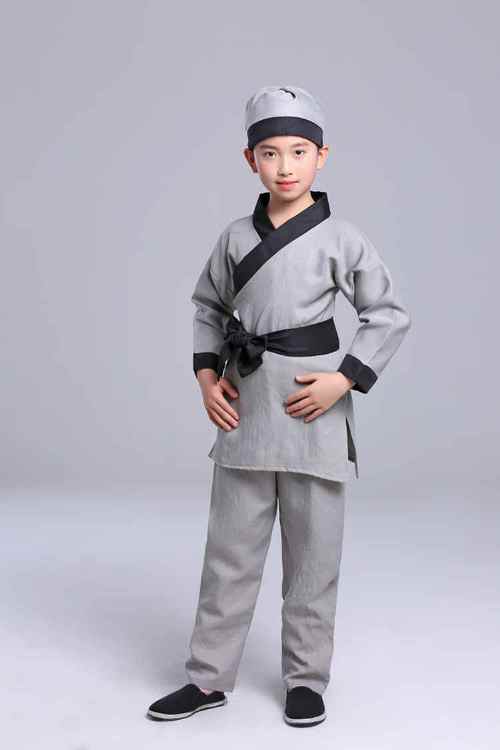 古装汉服套装儿童店小二村民衣服男女演出服装古代老百姓表演服a款110