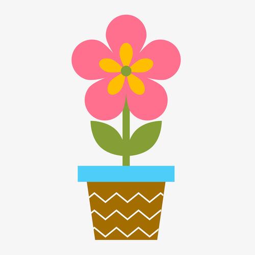 手绘卡通盆栽花朵