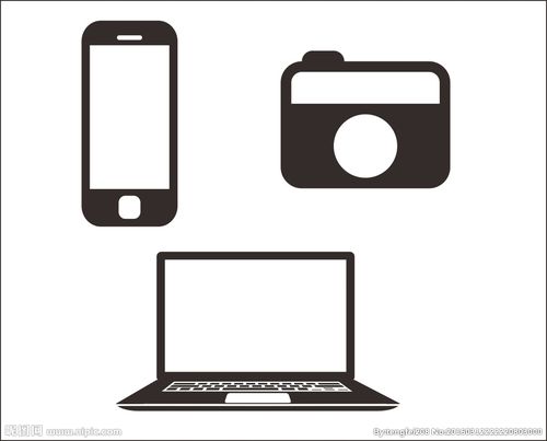 手机照相机笔记本电脑矢量图标图片