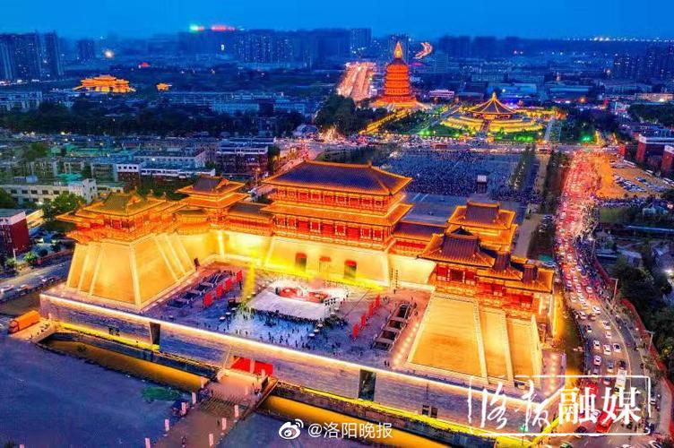 炫酷应天门灯光秀,河洛文化旅游节期间每晚都有