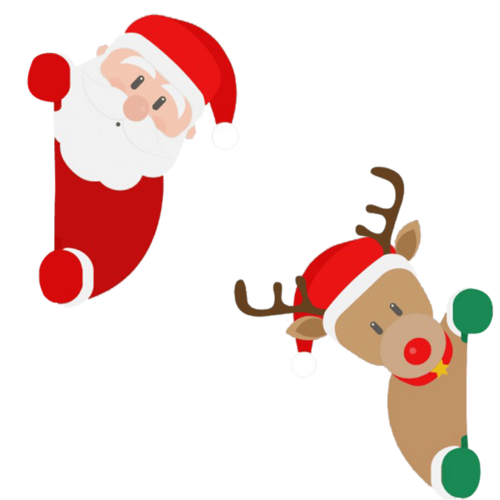 卡通圣诞节圣诞老人和鹿