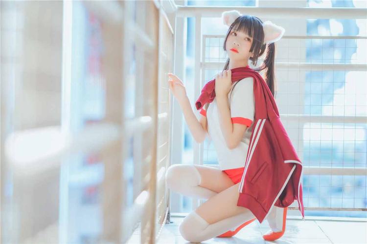 cosplay美少女人气少女桜桃喵 红色体操服系列写真