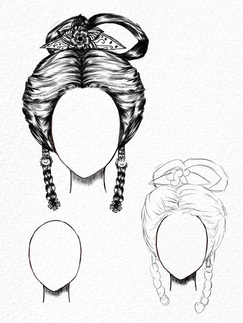 古风发型发饰绘画素材_绘画_发型_古风_素材_发饰_板绘_贴片面膜_今日