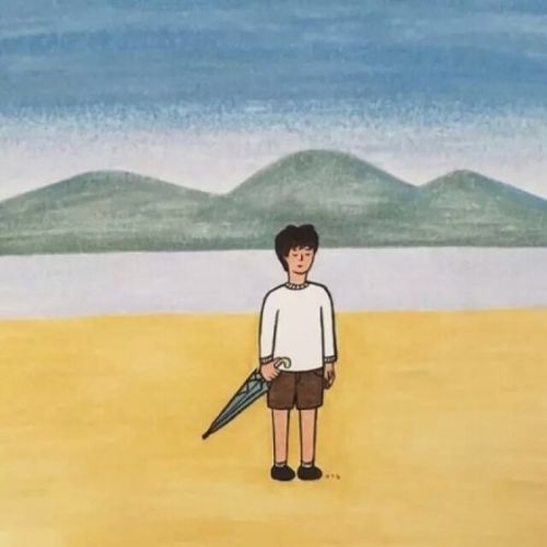 情侣头像 风景背景 卡通插画 小清新风格 男头像 情头