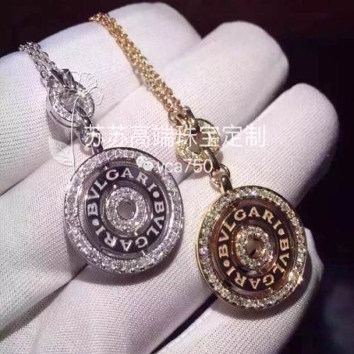 bvlgar宝格丽项链18k白金玫瑰金时来运转旋转盘转运锁骨项链