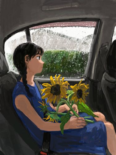自由随性的人物插画,带有一点夏日气息的感觉