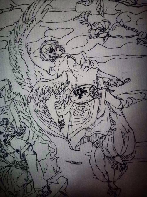 课间小练笔61阴阳师大天狗_铅笔_手绘_阴阳师_文化