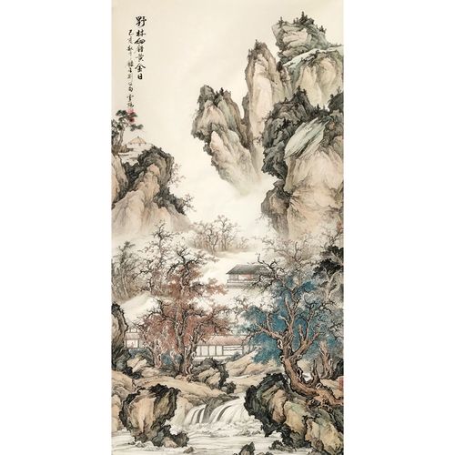 现代中式 室内装饰国画卧室客厅书房 四尺条幅 竖幅中堂山水 包邮