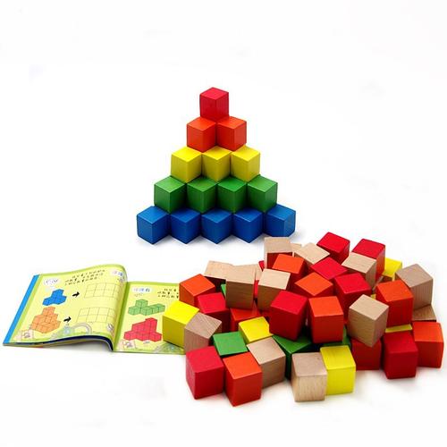 榉木100粒正方体积木小学生数学教具几何图形益智力