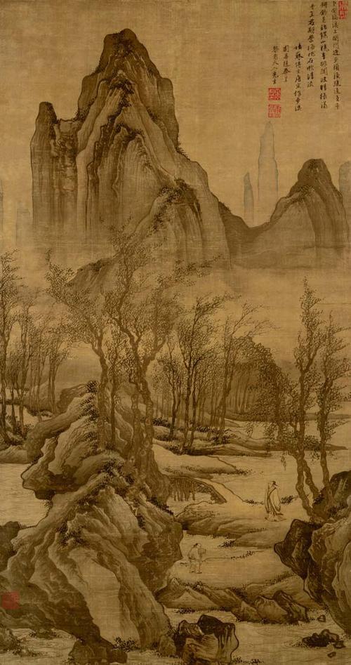 艺术微喷复制 溪图 唐寅 明 名家字画 仿古字画 山水画 唐伯虎