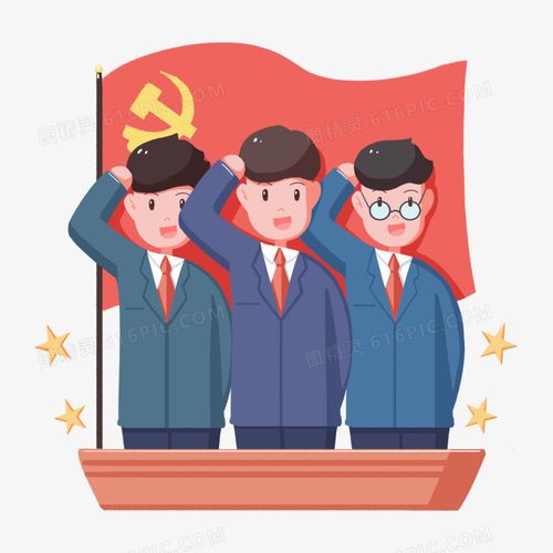 青年干部入党宣誓人物元素