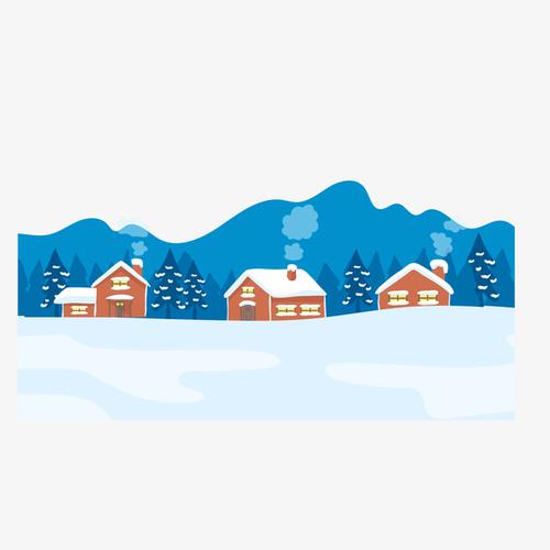 矢量手绘冬天雪景插画