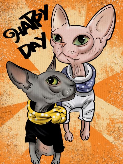 卡通版斯芬克斯无毛猫_卡通_男朋友_斯芬克斯无毛猫_宠物_猫