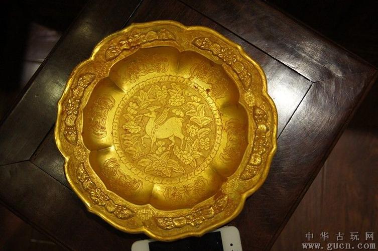 唐代金银器铜鎏金盘子
