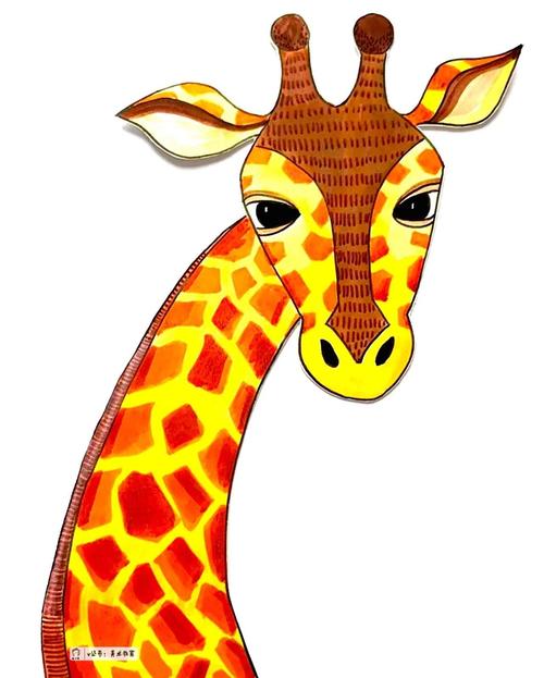 2,彩色马克笔上色长颈鹿