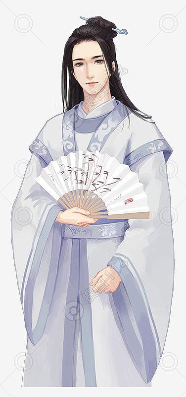 书生折扇古代美男子