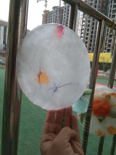 我园发动家长和小朋友一起回家动手制作冰花,制作完成拿来园内,来装饰