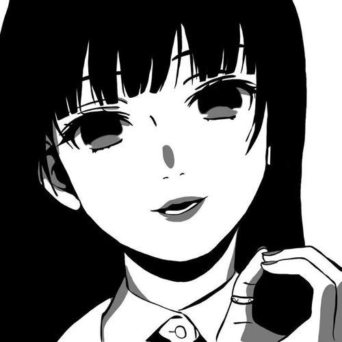 黑白动漫女生捂脸头像