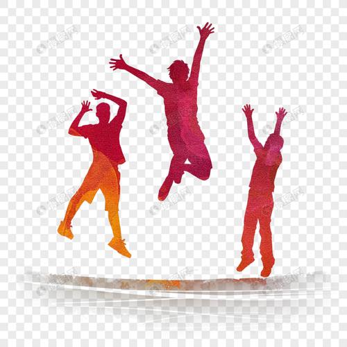 青年节青春跳跃人物剪影