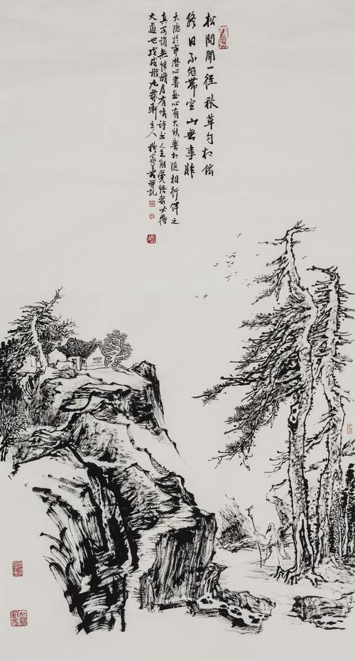 穆家善焦墨山水画作品·鉴赏