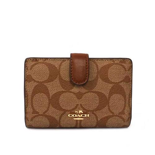 【coach】马车logo皮革 pvc中夹(木头色)