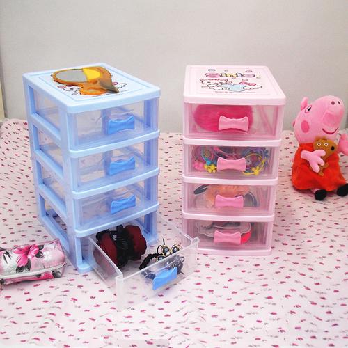 发饰品首饰盒女孩头饰发绳整理抽屉式桌面收纳盒文具分类盒卡通女