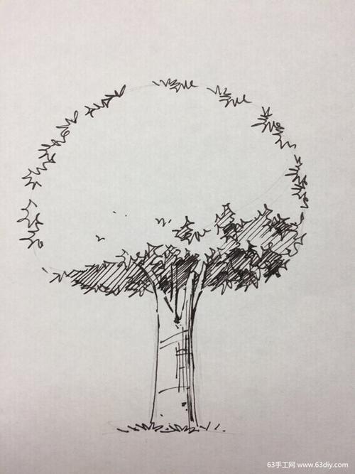 大树速写画的手绘步骤