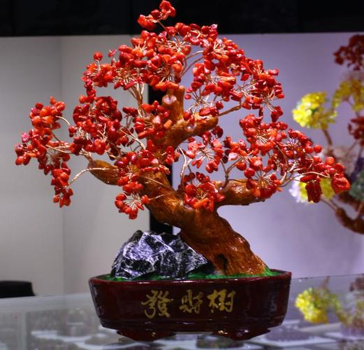 红珊瑚水晶发财树 聚宝树 风水树 招财树 摆件 摇钱树 转运树商品图片