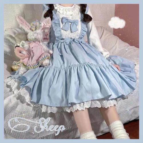 洛丽塔可爱原创 樱之空纯色甜美清新款lolita连衣裙jsk吊带裙洋装