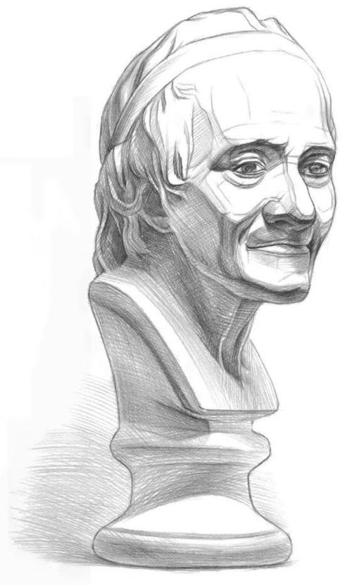 素描入门 石膏伏尔泰头像的画法步骤分析