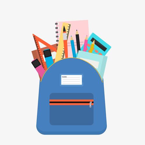 关键词 : 卡通书包,矢量图,卡通文具,学习用品,背景装饰