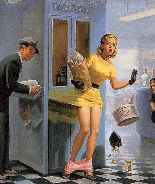 美女招贴画内裤滑落的窘迫女郎