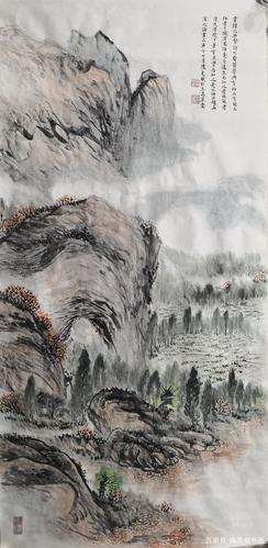 陈克斌山水画,昆仑脚下象鼻山河谷人家