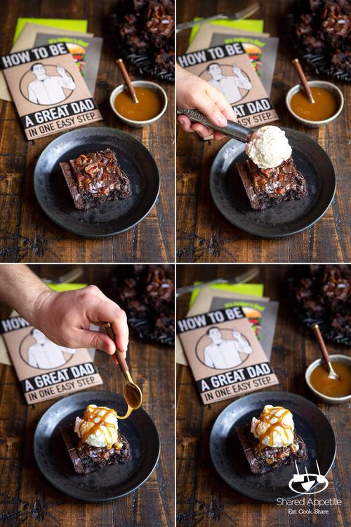 candied bacon brownie sundaes with whiskey caramel sauce