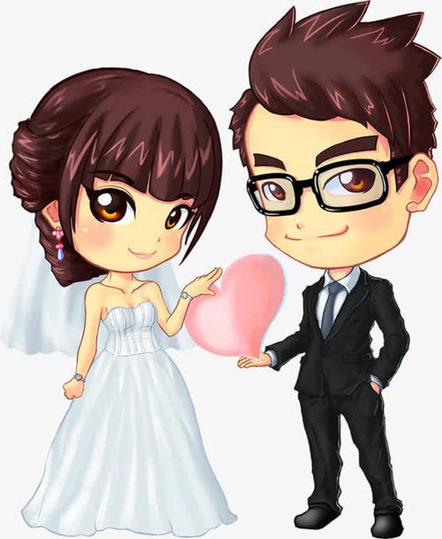 卡通情侣结婚照-觅元素51yuansu.com png七夕情人节设计元素