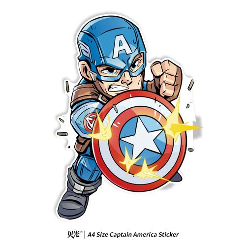大张漫威英雄美国队长个性卡通行李箱旅行箱贴纸冰箱机车贴画防水
