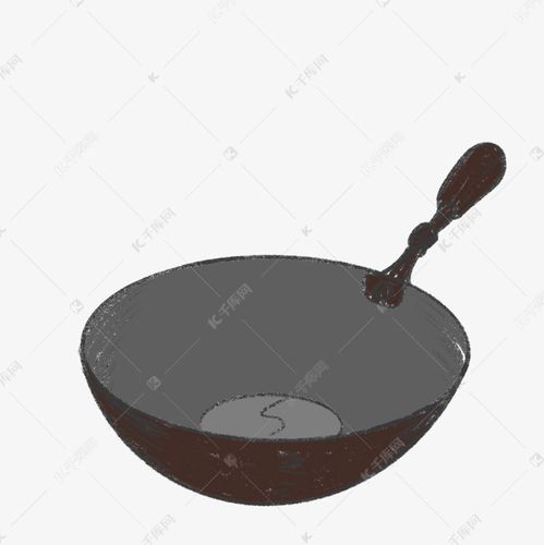 简约手绘炒锅烧菜老式铁锅