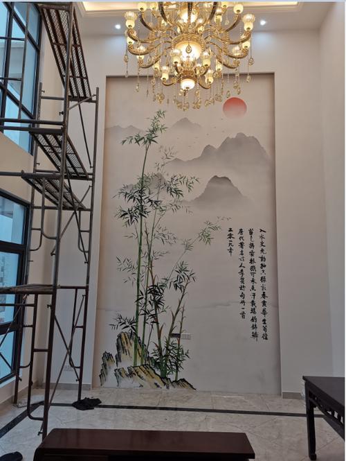 苏州别墅客厅背景墙彩绘_美之忆墙绘_连云港分站