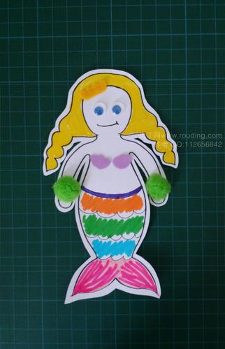 爱游泳的小美人鱼卡片做法手工diy图解教程