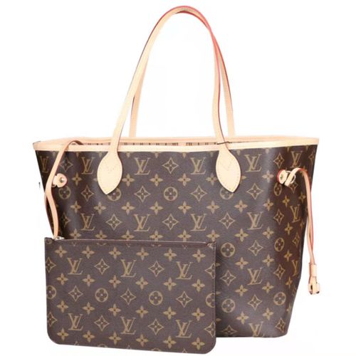lv neverfull,lv 达芙妮 【99新】路易威登lv中号neverfull老花购物袋单肩包手提包托特包女包