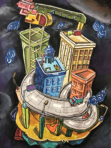 【科幻画】|学生作品分享_美术_科幻画_文化_绘画