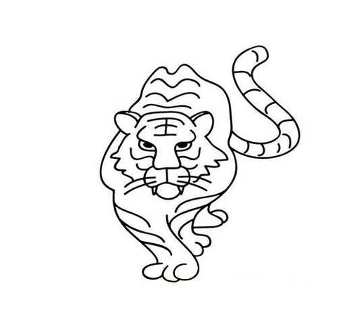儿童卡通老虎走路的画法 老虎简笔画图片