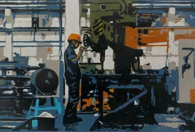 《钻床工》魏树冬40cm×60cm木版