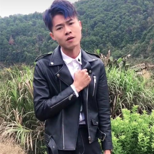 快手红人同款外套_ww计划快手红人许华升同款男士春秋修身机车皮衣