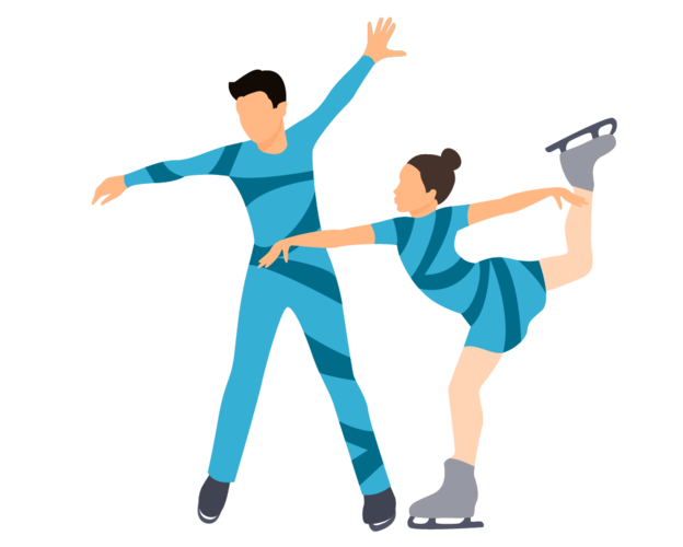 卡通手绘男女花样溜冰图片