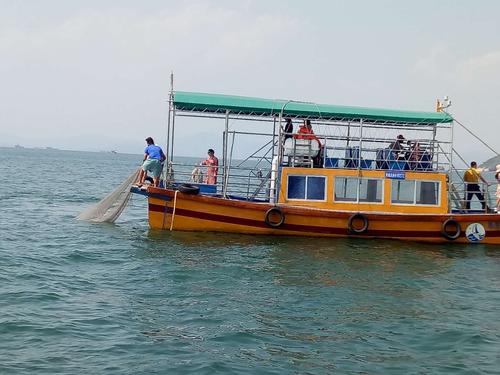 巽寮湾捕鱼 渔船撒网拖网捕鱼 当地渔民出海观光捕鱼1