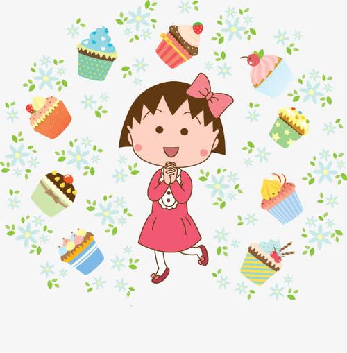 卡通,可爱,小女孩,蛋糕